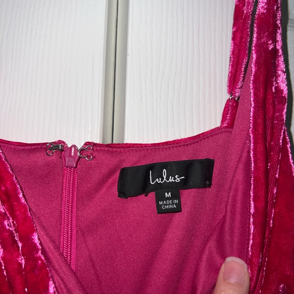 Lulu's Fuchsia Velvet Backless Dress - Picture 2 of 3